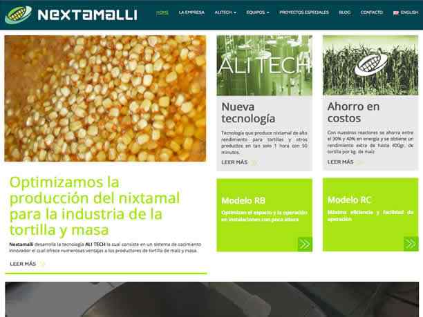 Sitio responsivo en espa&ntilde;ol e ingl&eacute;s para Nextamalli de Mexico